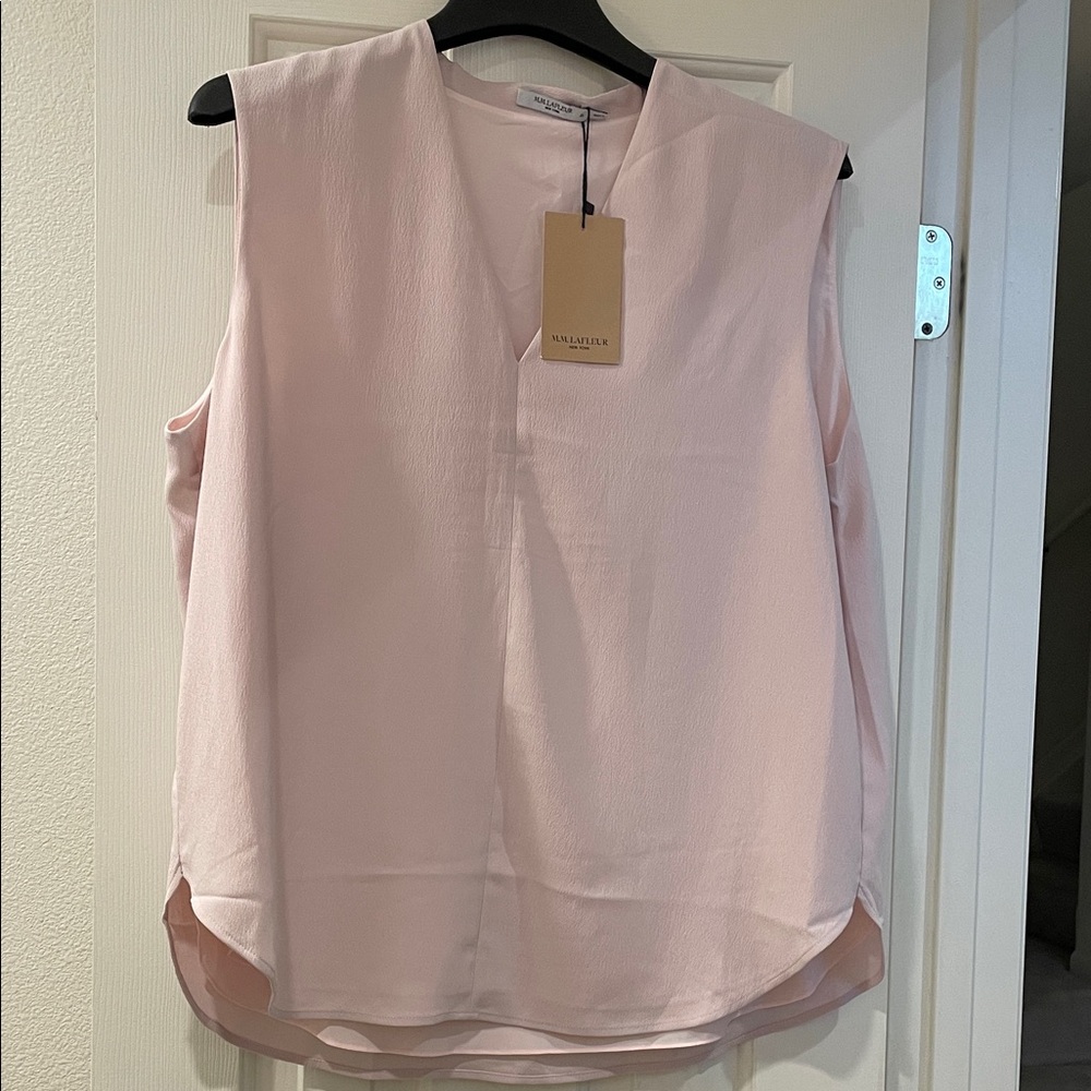 MM Lafleur Emmy V-neck top Soft Pink Sleeveless Lined Blouse XL NWT